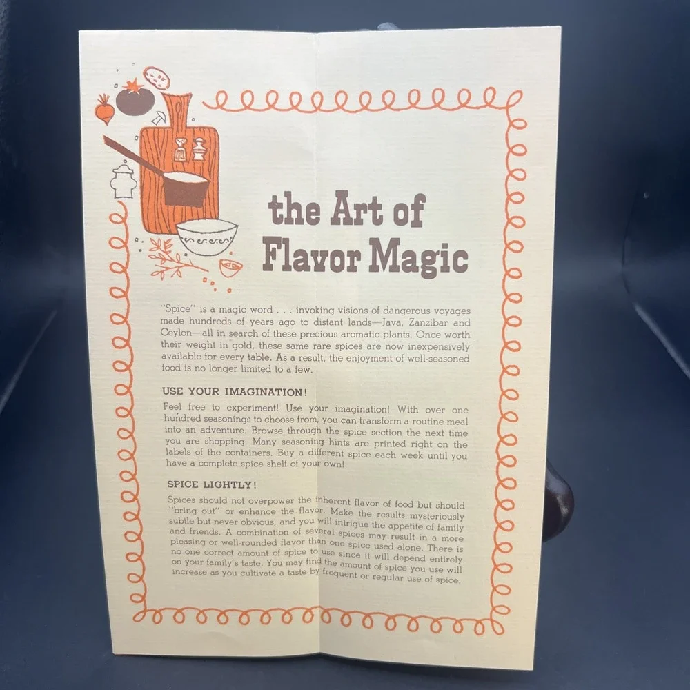 VTG McCormick Schilling COOKING MAGIC with Herbs Spices FOLDOUT BROCHURE (1969)